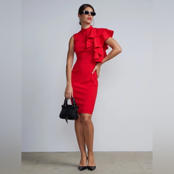 NEW YORK & COMPANY || Ruffle Shoulder Sheath Dress. Sz. 3X
